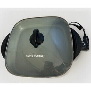 #8450 Faberware 12" 6L Electric Skillet Lid Power Cord Non Stick Used Works Well